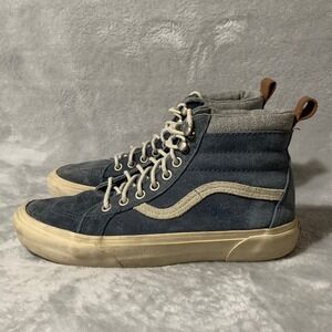 Vans Sk8-Hi High Top Men's Size 6.5 Blue Corduroy Suede Sneakers Skater